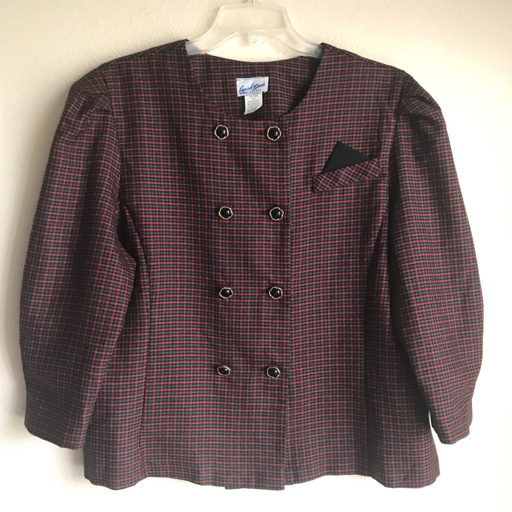 Vintage Cropped Plaid Blazer